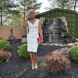 BeBe White Bodycon Midi Dress